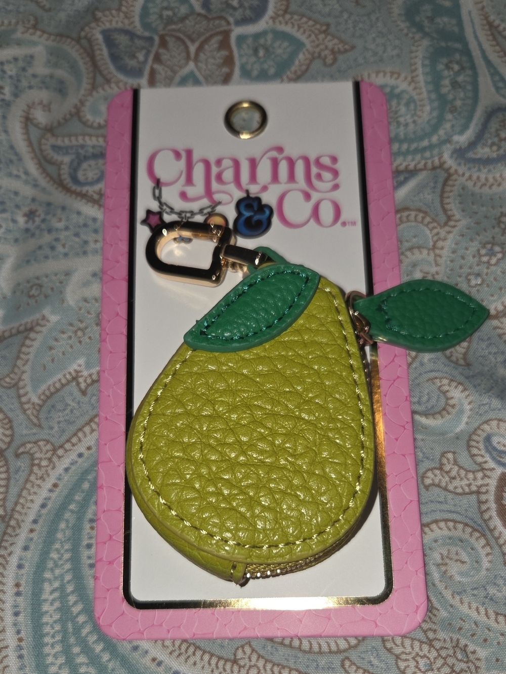 Lime Green Pear Keychain Wallet/purse Charm
